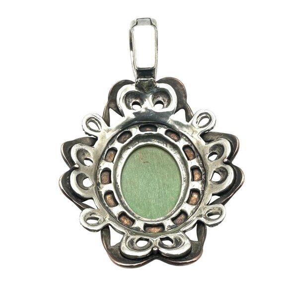 Carolyn Pollack Copper Brass Sterling Silver Green Gemstone Pendant 2.5" - Picture 3 of 5